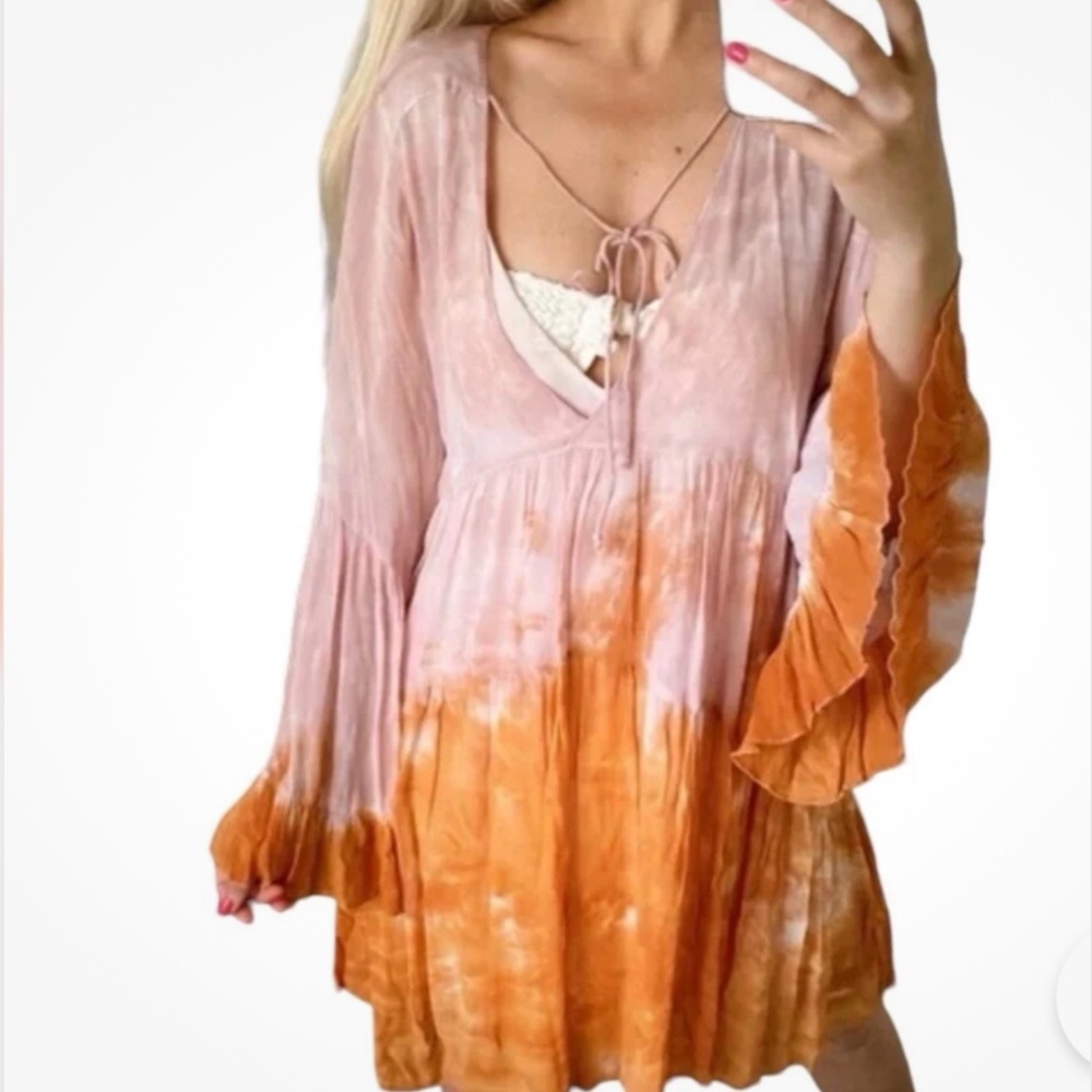 Beautiful Dress in Chiffon - By Young, Broke & Fabulous - L - NWT - Tie Dyed
